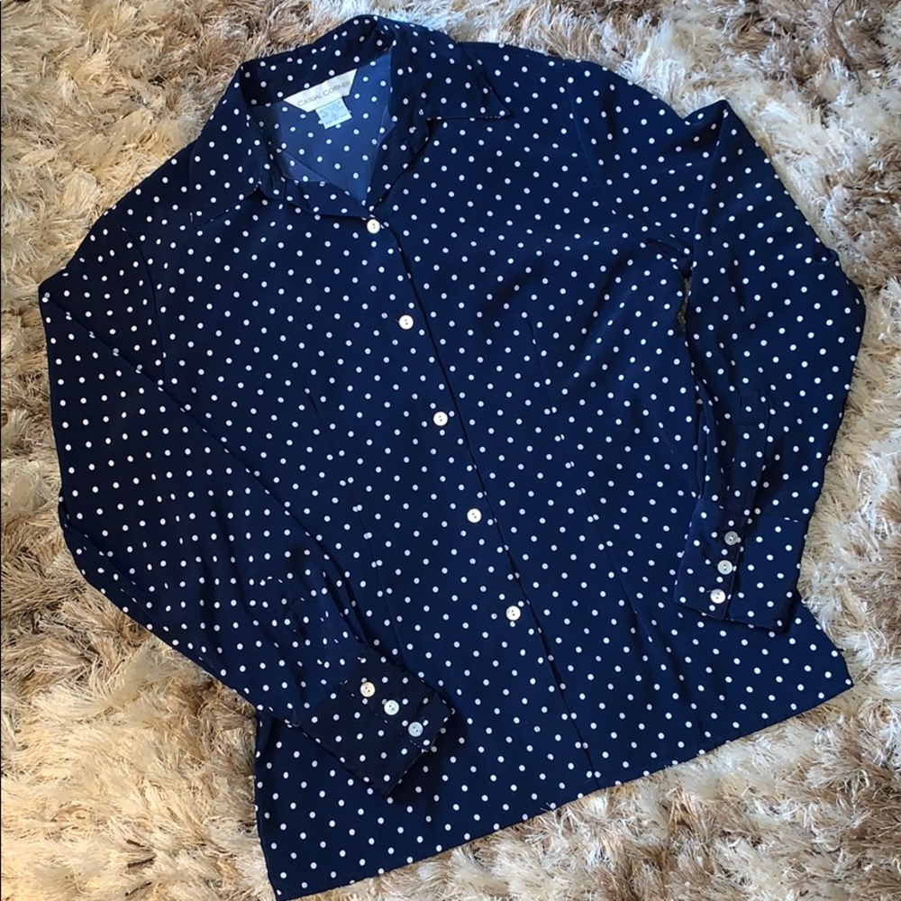 Polka Dot Navy&White Dress Shirt - Size 6 (NWOT)